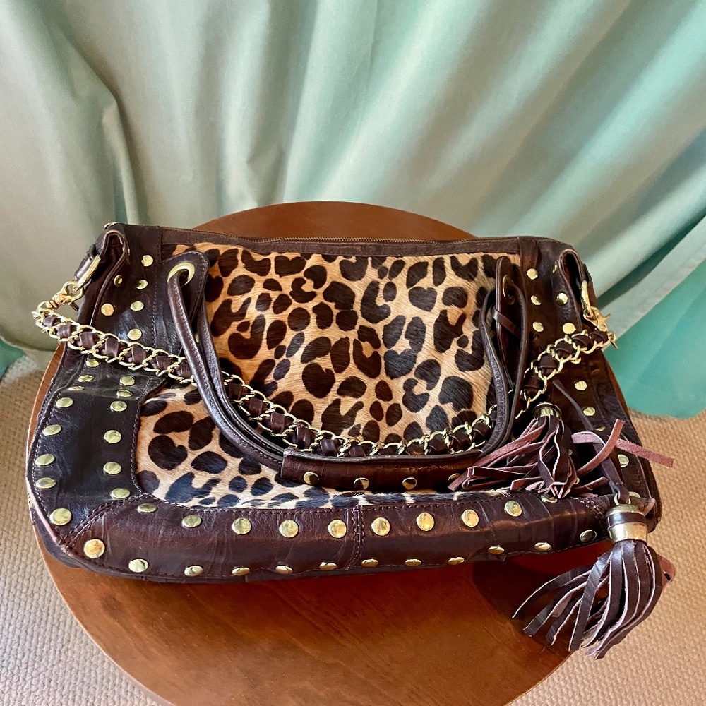 Hype Leopard Calfhair Large Handbag